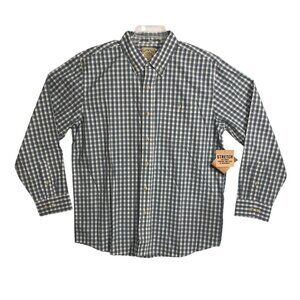 Blue Mountain Button-Up Shirt Mens L Plaid Long Sleeve Green Checkered